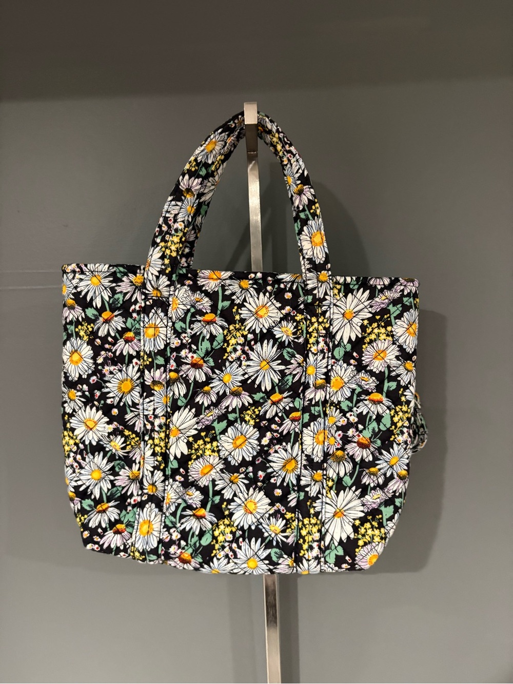 Vera Bradley Black Floral Daisy Mini Tote with Yellow Centers
